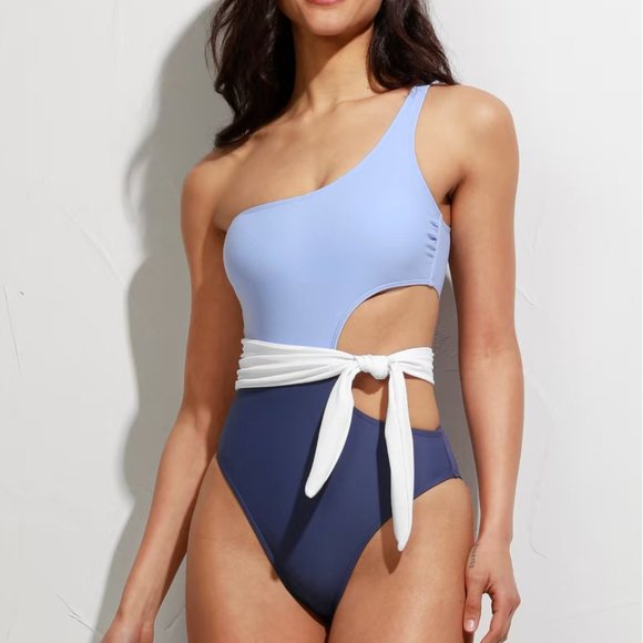 Cupshe Santorini Solid Colorblock Cutout One Piece Swimsuit - Picture 1 of 5